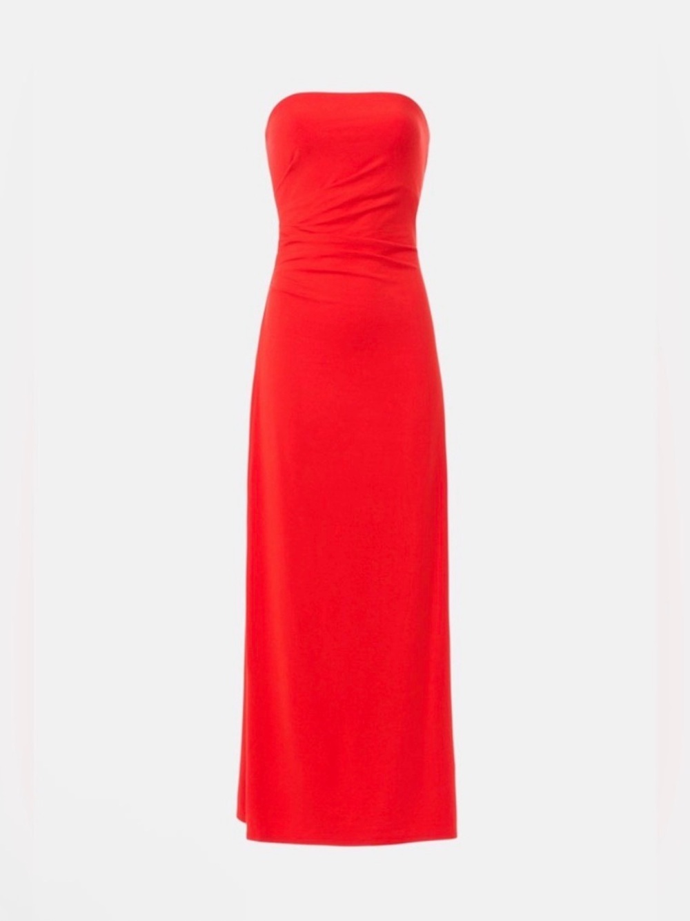 Favorite Daughter Red Strapless Maxi Dress Ruched Side Bodycon Column Dress Boho